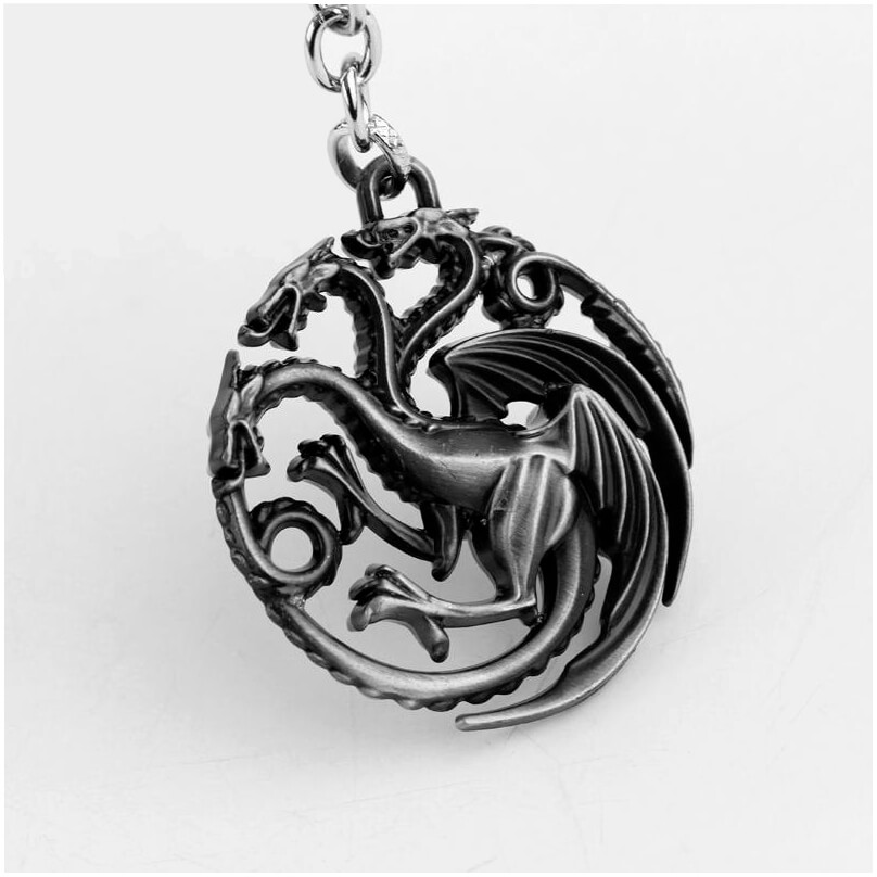 Game-of-Thrones-Inspired-House-Targaryen-Sigil-Keychain-Silver-1 - Kaboom Collectibles